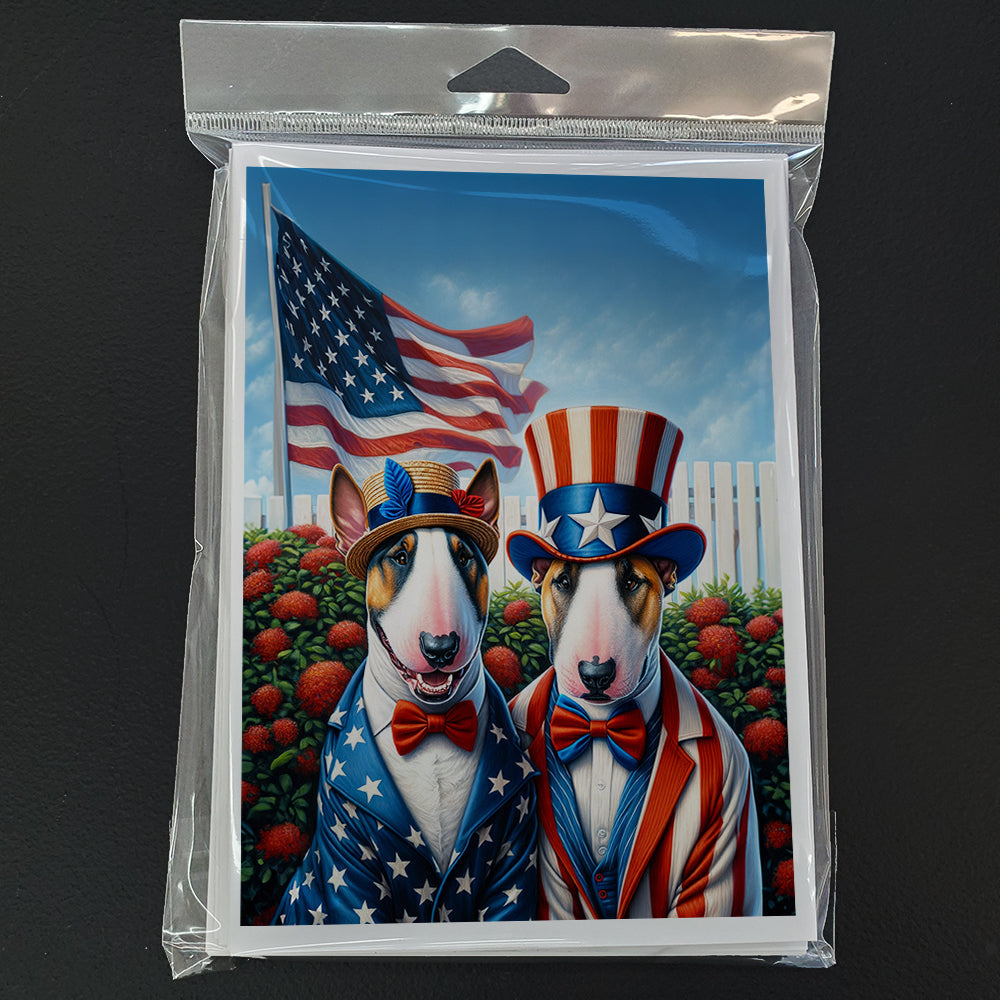All American English Bull Terrier Greeting Cards Pack of 8 Blank Cards with Envelopes Whimsical A7 Size 5x7