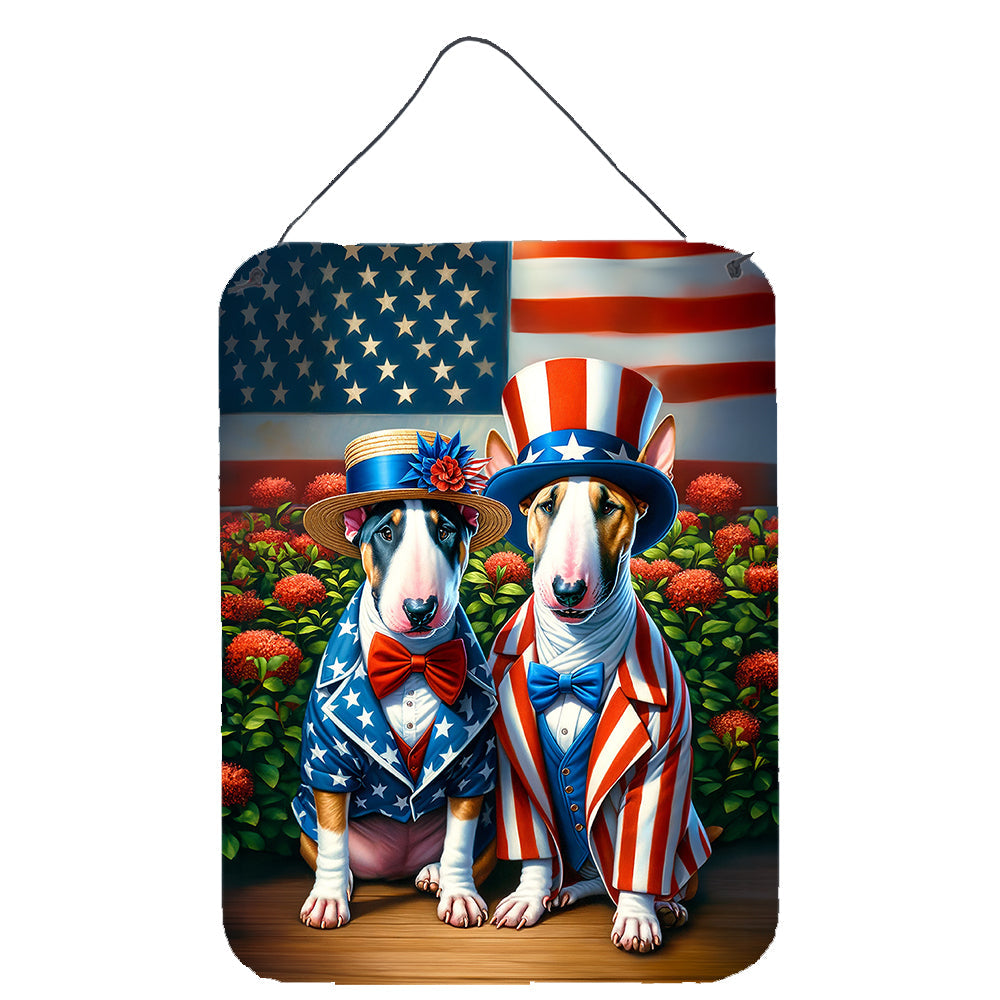 All American English Bull Terrier Wall or Door Hanging Prints Aluminum Metal Sign Kitchen Wall Bar Bathroom Plaque Home Decor Front Door Plaque, 12x16, Multicolor