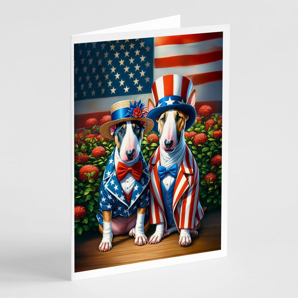 All American English Bull Terrier Greeting Cards Pack of 8 Blank Cards with Envelopes Whimsical A7 Size 5x7