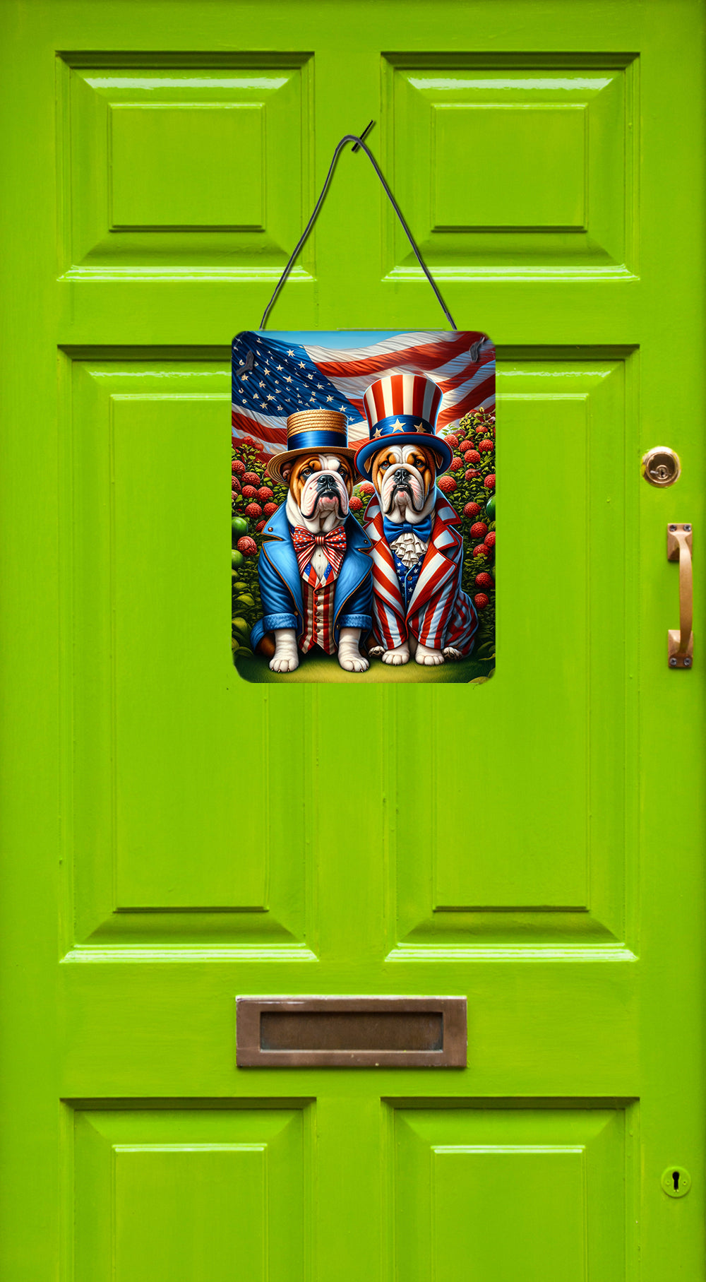 All American English Bulldog Wall or Door Hanging Prints Aluminum Metal Sign Kitchen Wall Bar Bathroom Plaque Home Decor Front Door Plaque, 12x16, Multicolor