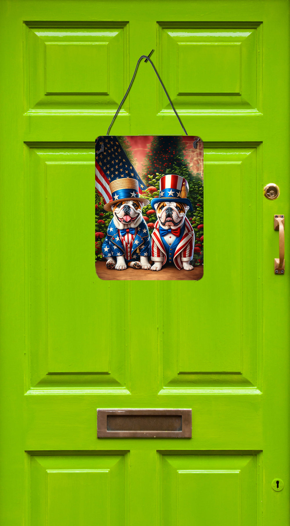 All American English Bulldog Wall or Door Hanging Prints Aluminum Metal Sign Kitchen Wall Bar Bathroom Plaque Home Decor Front Door Plaque, 12x16, Multicolor