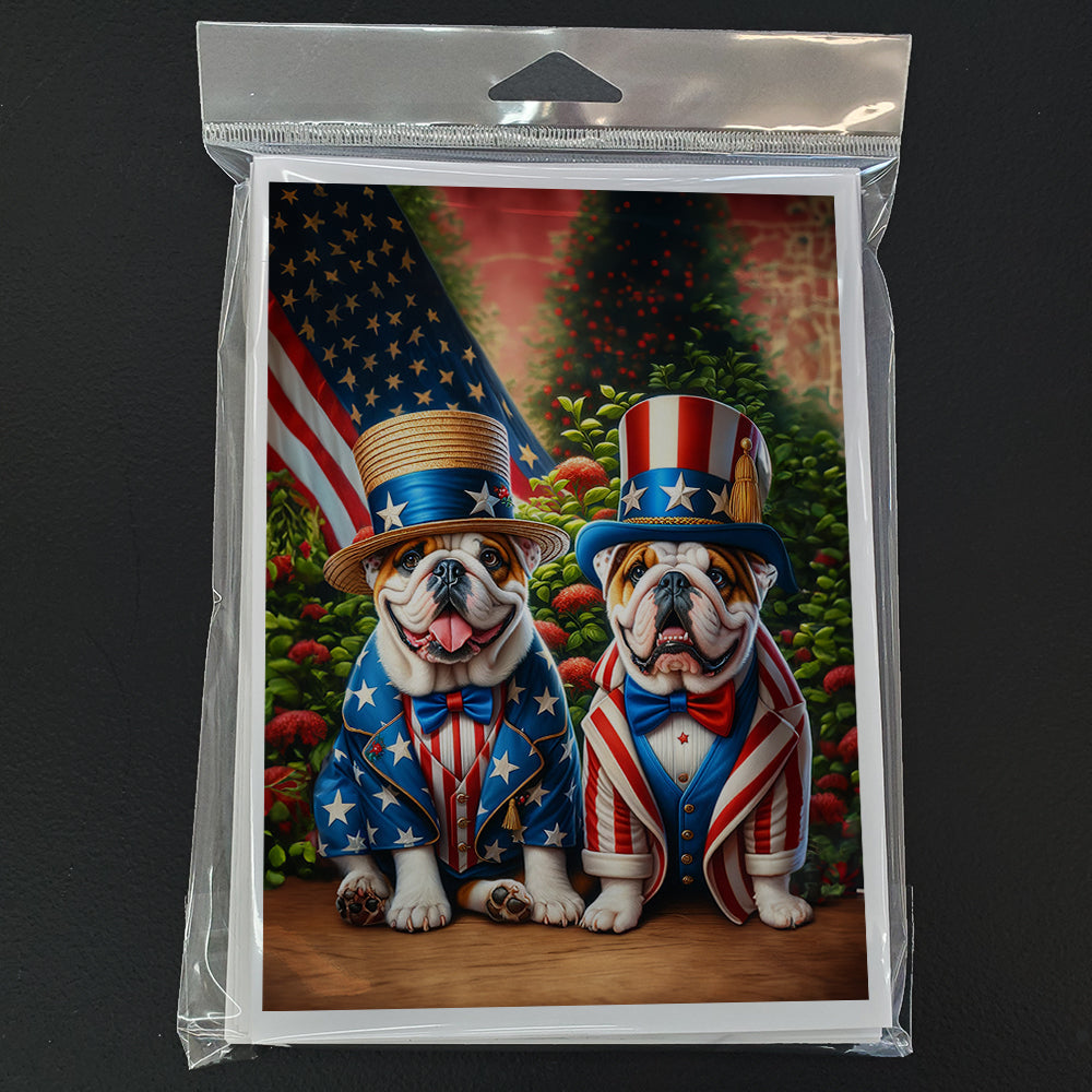 All American English Bulldog Greeting Cards Pack of 8 Blank Cards with Envelopes Whimsical A7 Size 5x7