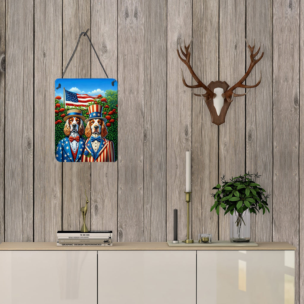 All American English Setter Wall or Door Hanging Prints Aluminum Metal Sign Kitchen Wall Bar Bathroom Plaque Home Decor Front Door Plaque, 12x16, Multicolor