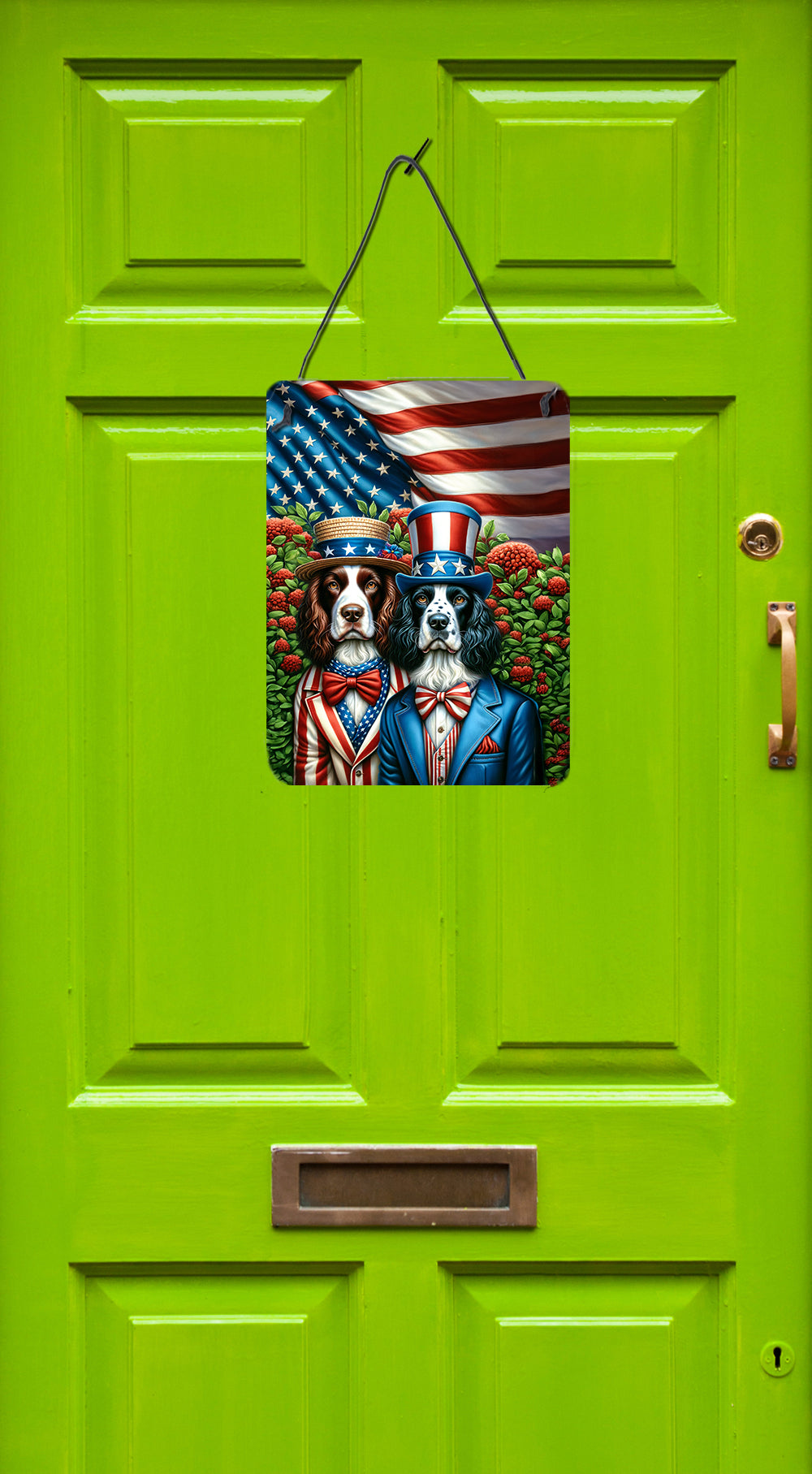 All American English Springer Spaniel Wall or Door Hanging Prints Aluminum Metal Sign Kitchen Wall Bar Bathroom Plaque Home Decor Front Door Plaque, 12x16, Multicolor