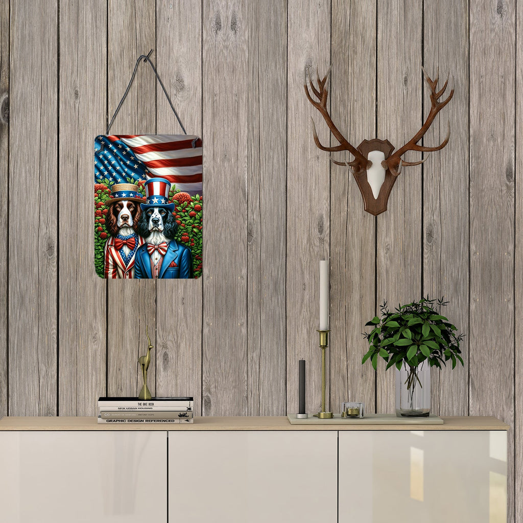 All American English Springer Spaniel Wall or Door Hanging Prints Aluminum Metal Sign Kitchen Wall Bar Bathroom Plaque Home Decor Front Door Plaque, 12x16, Multicolor