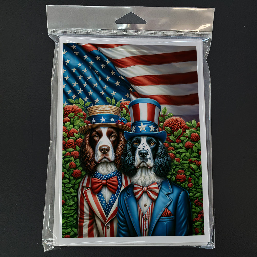 All American English Springer Spaniel Greeting Cards Pack of 8 Blank Cards with Envelopes Whimsical A7 Size 5x7