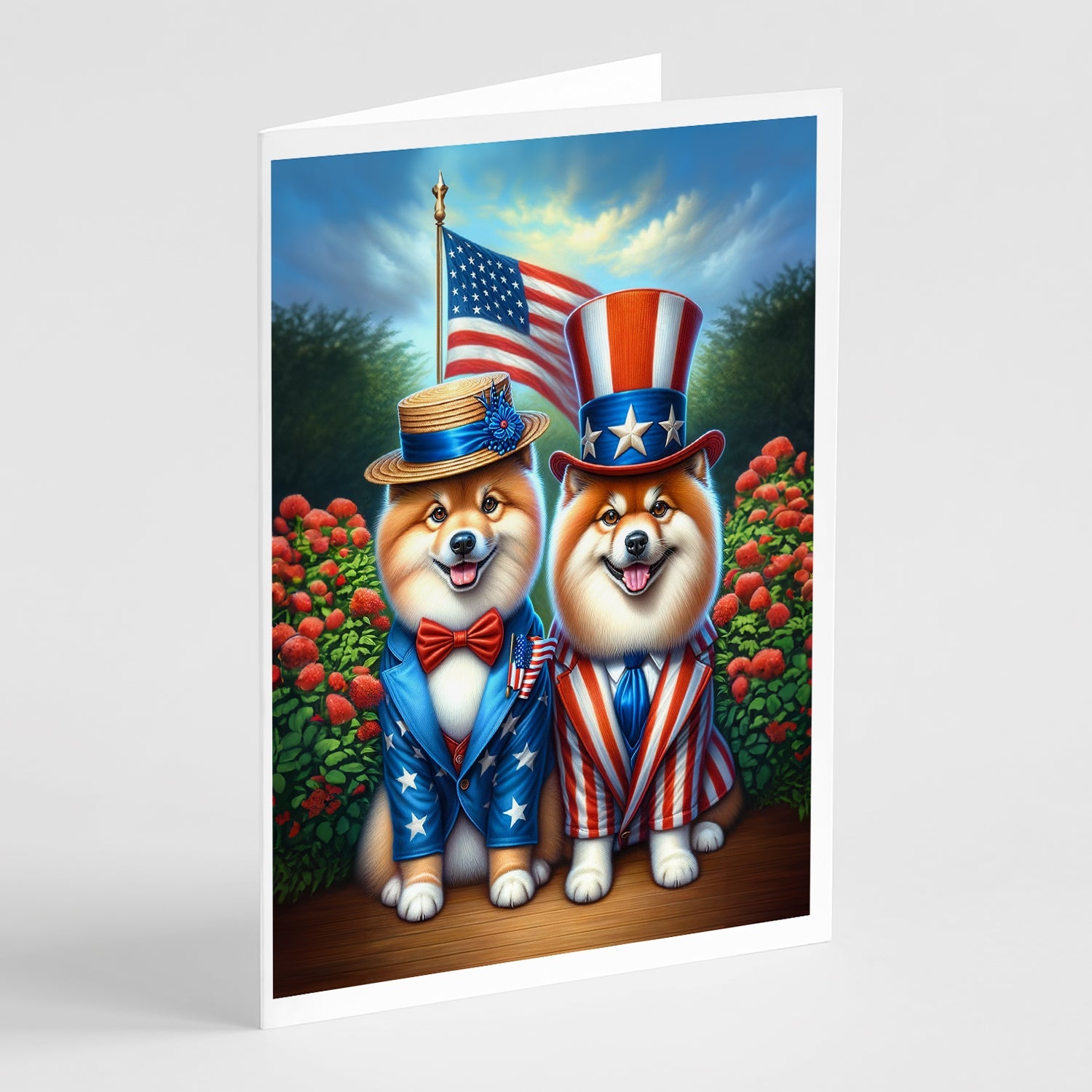 All American Finnish Spitz Greeting Cards Pack of 8 Blank Cards with Envelopes Whimsical A7 Size 5x7