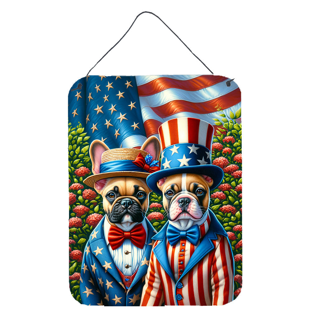 All American French Bulldog Wall or Door Hanging Prints Aluminum Metal Sign Kitchen Wall Bar Bathroom Plaque Home Decor Front Door Plaque, 12x16, Multicolor