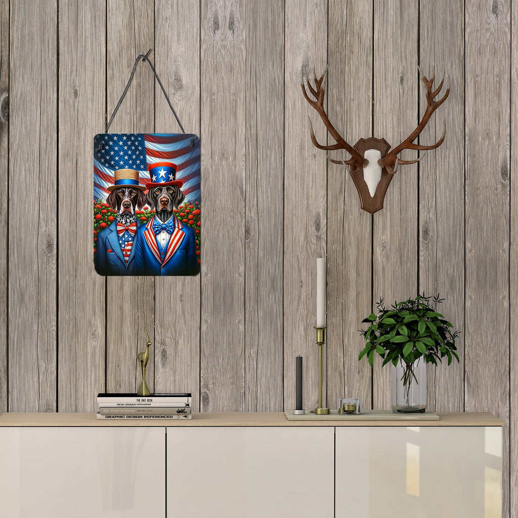 All American German Shorthaired Pointer Wall or Door Hanging Prints Aluminum Metal Sign Kitchen Wall Bar Bathroom Plaque Home Decor Front Door Plaque, 12x16, Multicolor