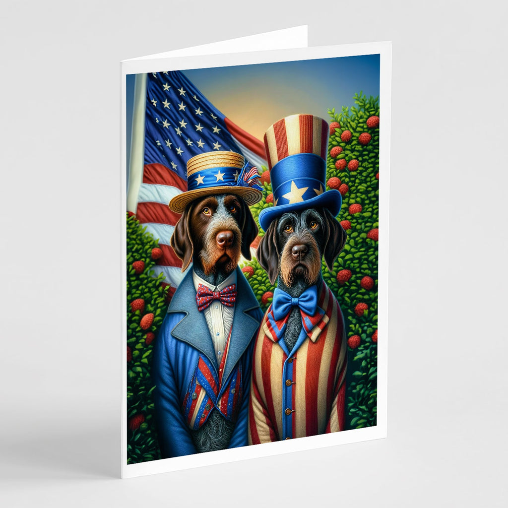 All American German Wirehaired Pointer Greeting Cards Pack of 8 Blank Cards with Envelopes Whimsical A7 Size 5x7
