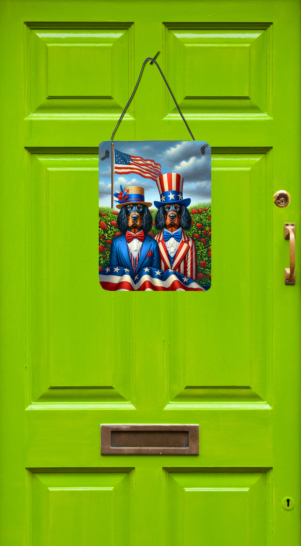 All American Gordon Setter Wall or Door Hanging Prints Aluminum Metal Sign Kitchen Wall Bar Bathroom Plaque Home Decor Front Door Plaque, 12x16, Multicolor