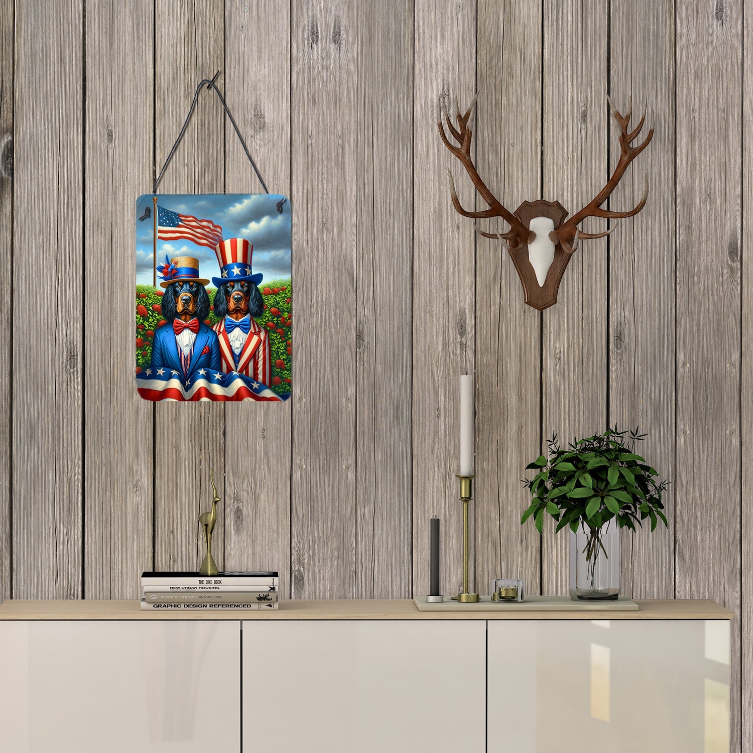 All American Gordon Setter Wall or Door Hanging Prints Aluminum Metal Sign Kitchen Wall Bar Bathroom Plaque Home Decor Front Door Plaque, 12x16, Multicolor