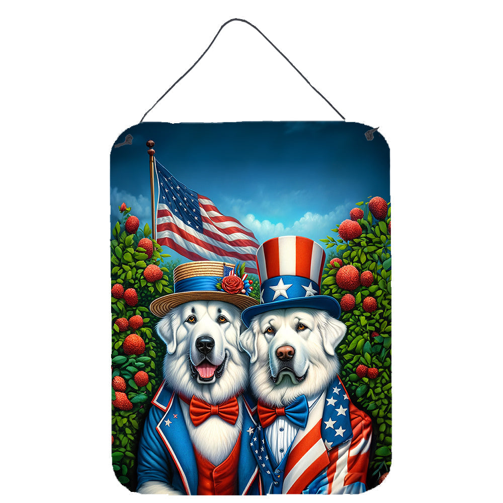 All American Great Pyrenees Wall or Door Hanging Prints Aluminum Metal Sign Kitchen Wall Bar Bathroom Plaque Home Decor Front Door Plaque, 12x16, Multicolor