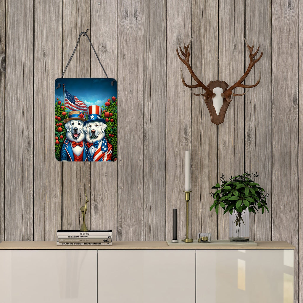 All American Great Pyrenees Wall or Door Hanging Prints Aluminum Metal Sign Kitchen Wall Bar Bathroom Plaque Home Decor Front Door Plaque, 12x16, Multicolor