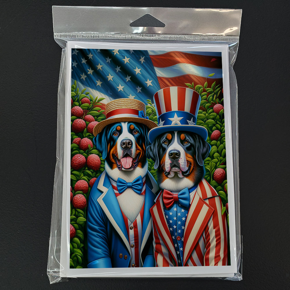 All American Greater Swiss Mountain Dog Greeting Cards Pack of 8 Blank Cards with Envelopes Whimsical A7 Size 5x7