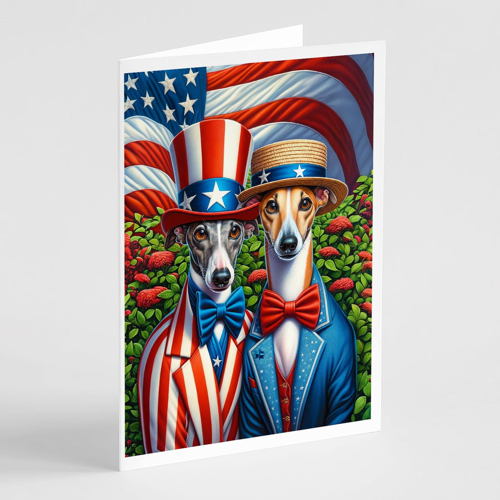 All American Greyhound Greeting Cards Pack of 8 Blank Cards with Envelopes Whimsical A7 Size 5x7