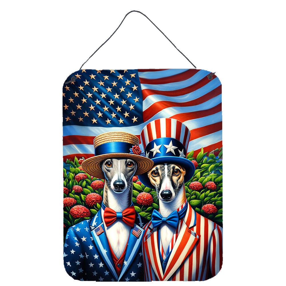 All American Greyhound Wall or Door Hanging Prints Aluminum Metal Sign Kitchen Wall Bar Bathroom Plaque Home Decor Front Door Plaque, 12x16, Multicolor