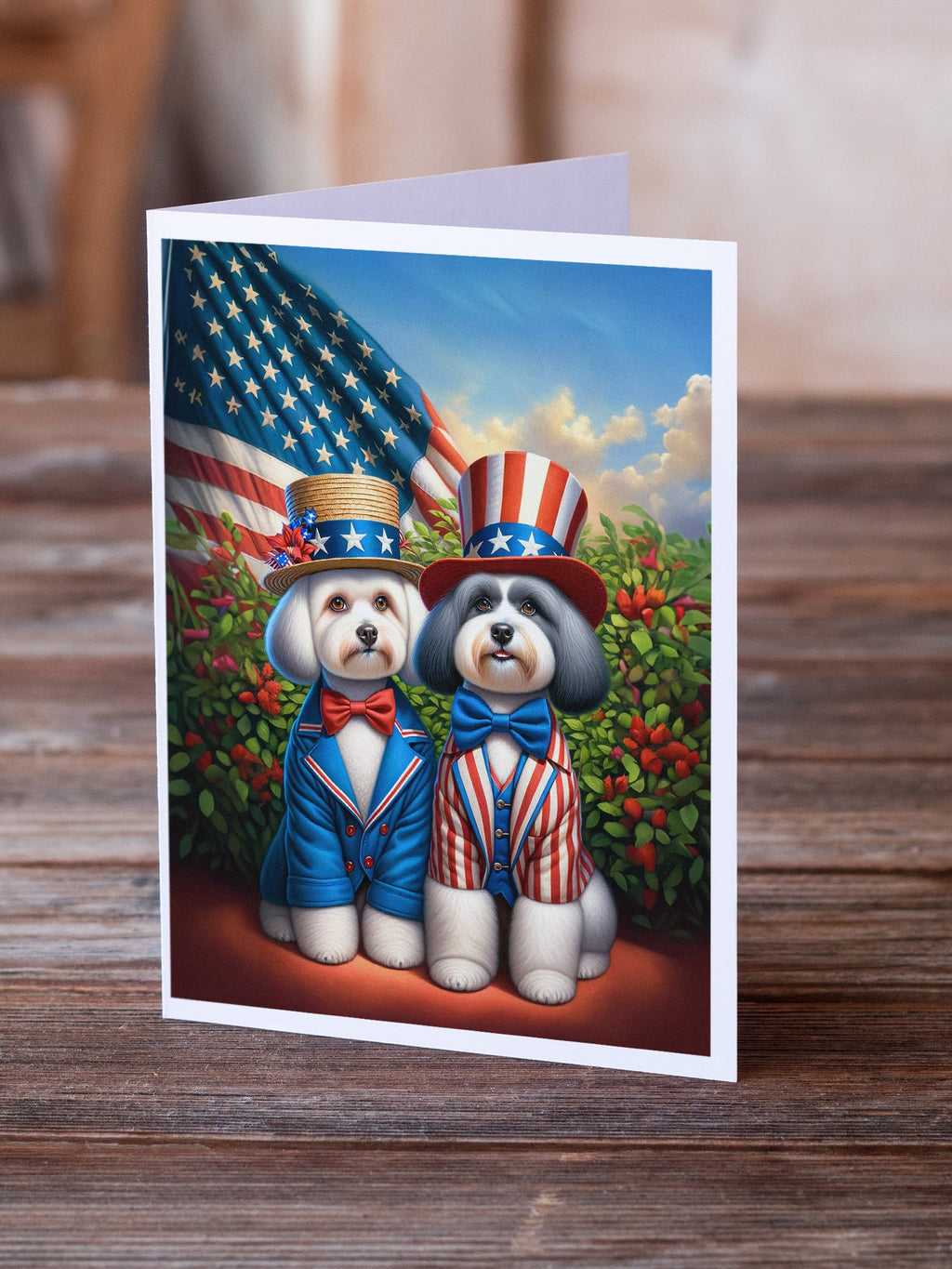 All American Havanese Greeting Cards Pack of 8 Blank Cards with Envelopes Whimsical A7 Size 5x7