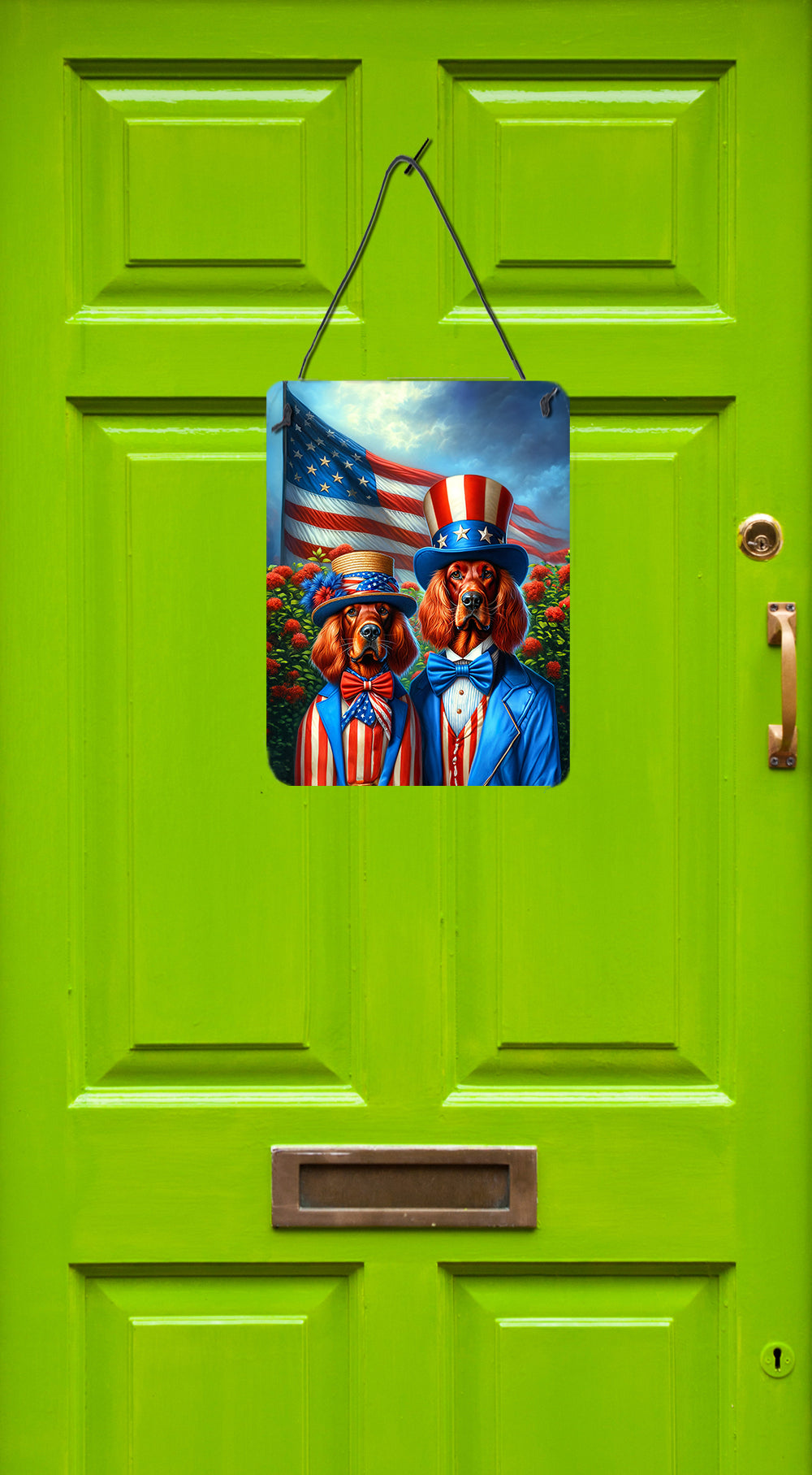 All American Irish Setter Wall or Door Hanging Prints Aluminum Metal Sign Kitchen Wall Bar Bathroom Plaque Home Decor Front Door Plaque, 12x16, Multicolor