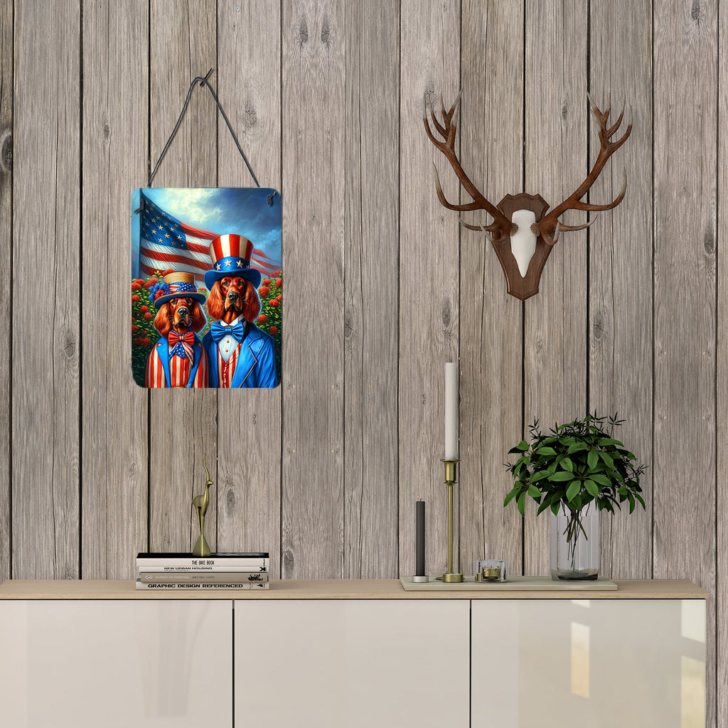 All American Irish Setter Wall or Door Hanging Prints Aluminum Metal Sign Kitchen Wall Bar Bathroom Plaque Home Decor Front Door Plaque, 12x16, Multicolor