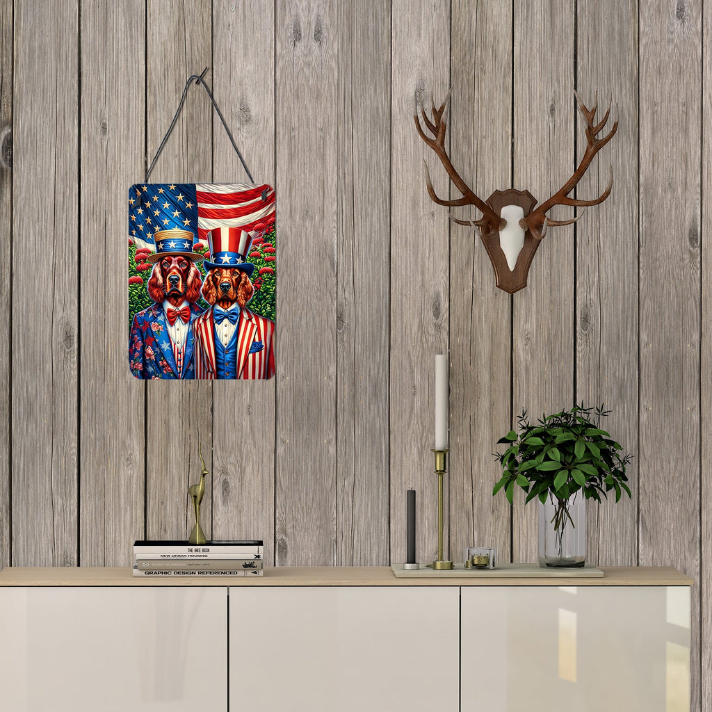 All American Irish Setter Wall or Door Hanging Prints Aluminum Metal Sign Kitchen Wall Bar Bathroom Plaque Home Decor Front Door Plaque, 12x16, Multicolor