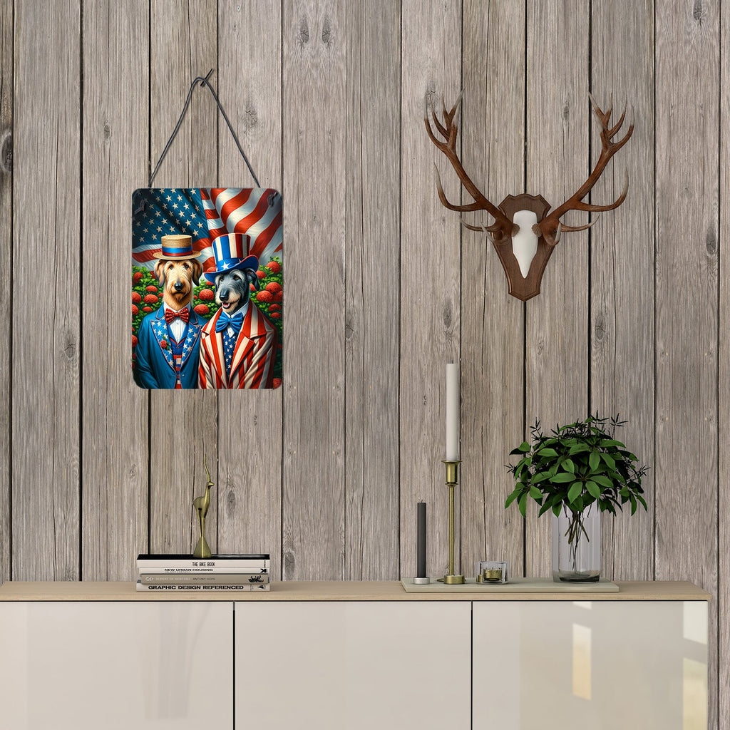 All American Irish Wolfhound Wall or Door Hanging Prints Aluminum Metal Sign Kitchen Wall Bar Bathroom Plaque Home Decor Front Door Plaque, 12x16, Multicolor