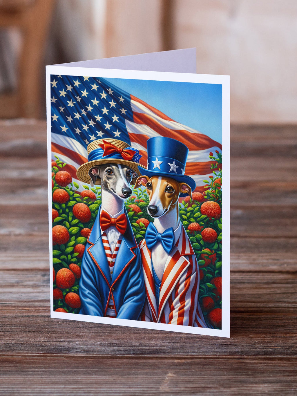 All American Italian Greyhound Greeting Cards Pack of 8 Blank Cards with Envelopes Whimsical A7 Size 5x7