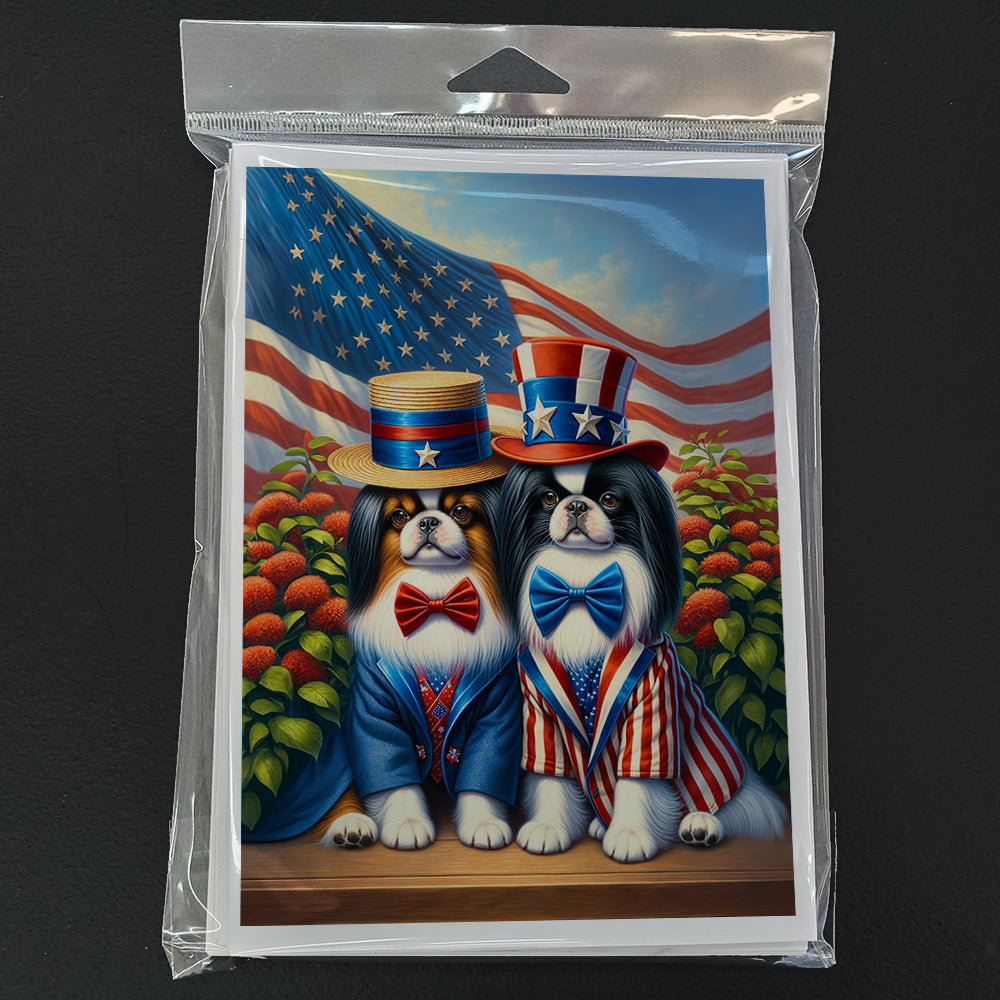 All American Japanese Chin Greeting Cards Pack of 8 Blank Cards with Envelopes Whimsical A7 Size 5x7