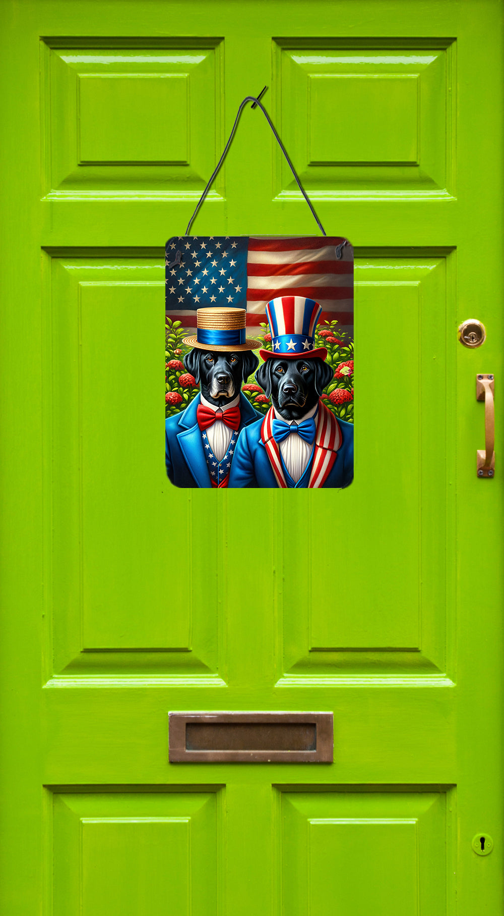 All American Labrador Retriever Wall or Door Hanging Prints Aluminum Metal Sign Kitchen Wall Bar Bathroom Plaque Home Decor Front Door Plaque, 12x16, Multicolor