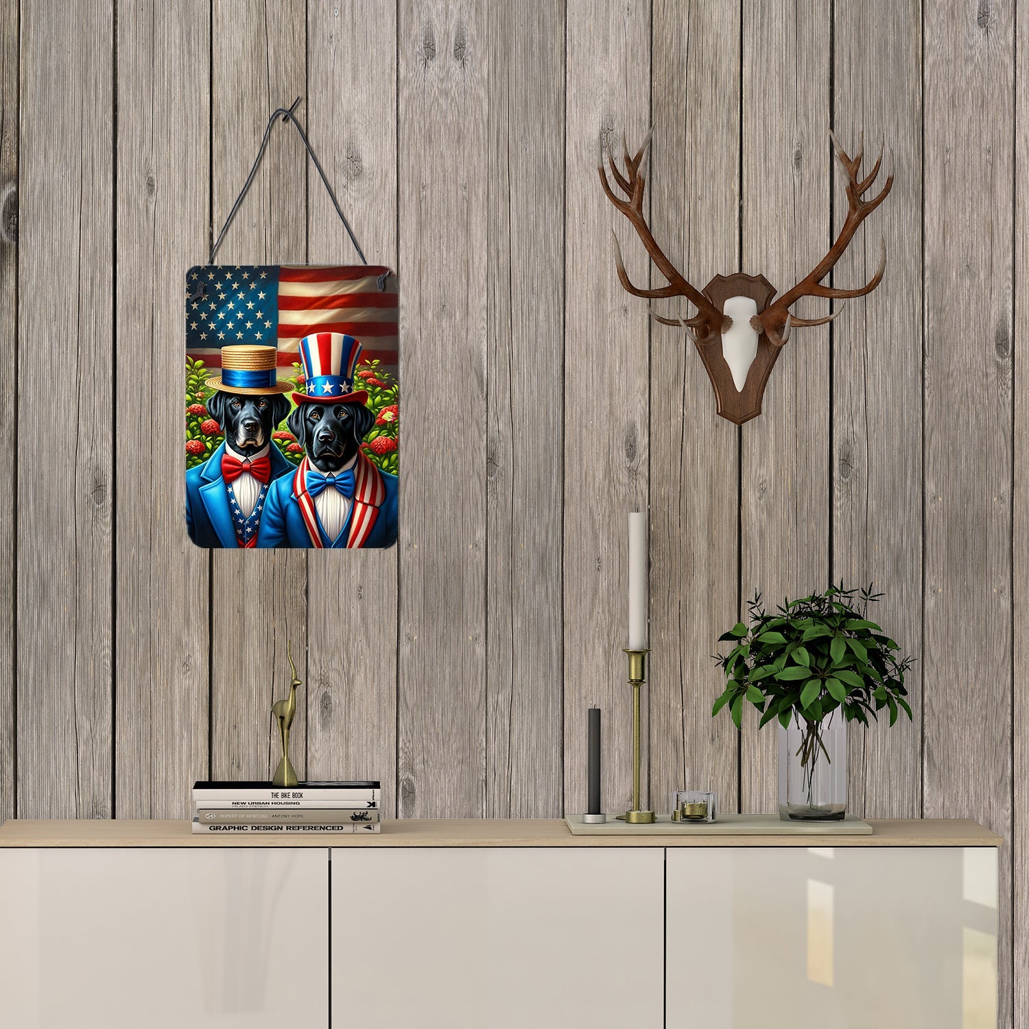 All American Labrador Retriever Wall or Door Hanging Prints Aluminum Metal Sign Kitchen Wall Bar Bathroom Plaque Home Decor Front Door Plaque, 12x16, Multicolor