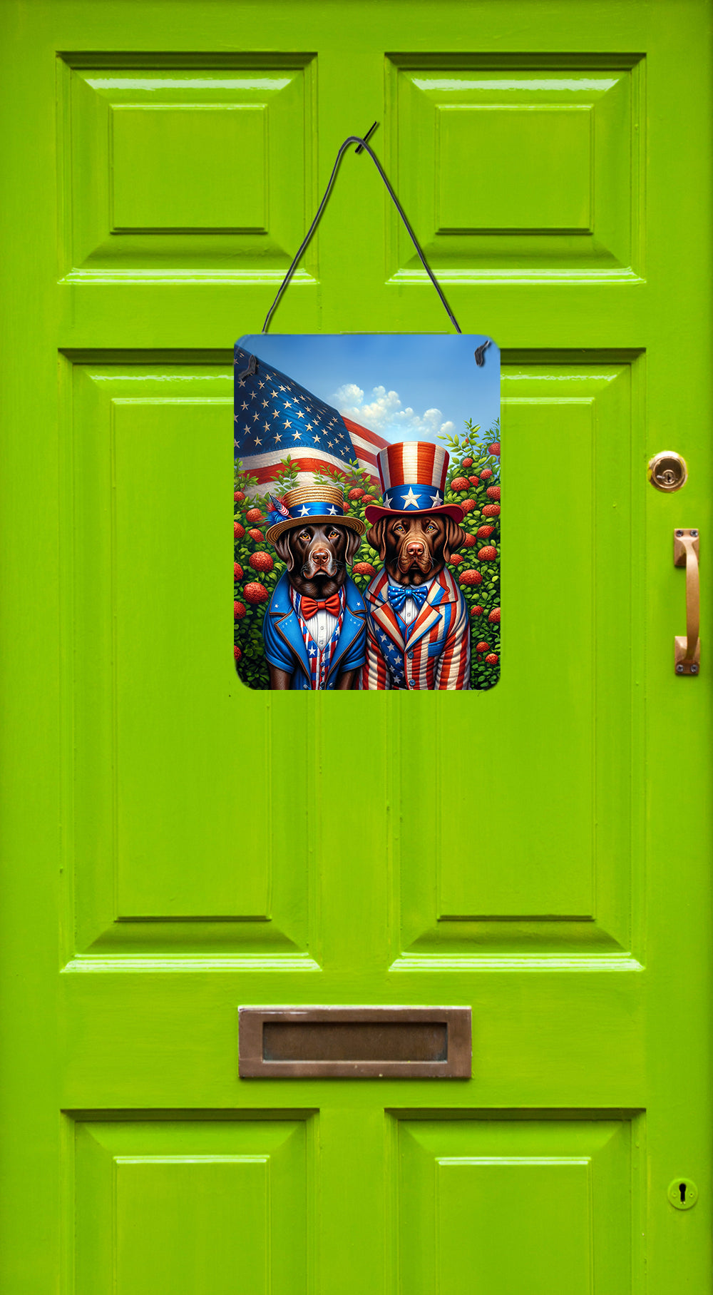 All American Labrador Retriever Wall or Door Hanging Prints Aluminum Metal Sign Kitchen Wall Bar Bathroom Plaque Home Decor Front Door Plaque, 12x16, Multicolor