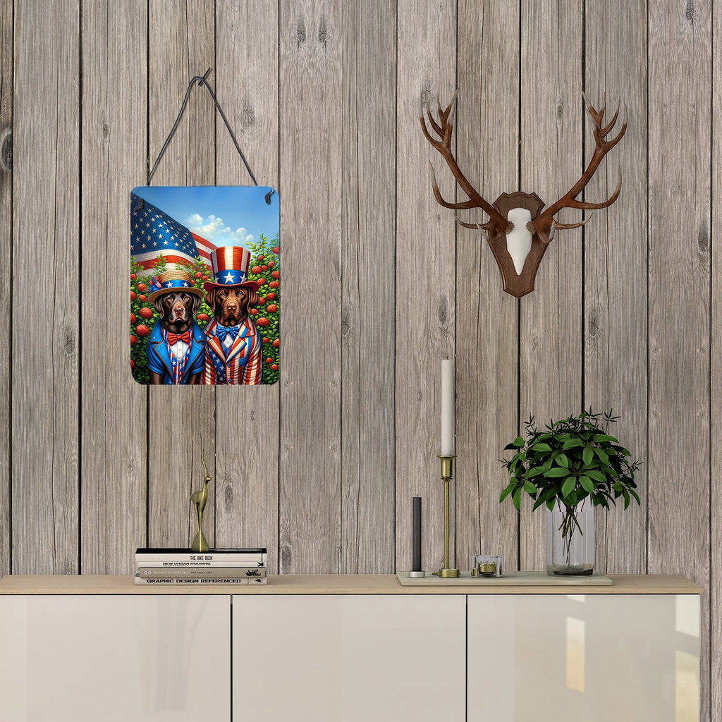All American Labrador Retriever Wall or Door Hanging Prints Aluminum Metal Sign Kitchen Wall Bar Bathroom Plaque Home Decor Front Door Plaque, 12x16, Multicolor