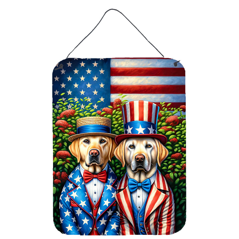 All American Labrador Retriever Wall or Door Hanging Prints Aluminum Metal Sign Kitchen Wall Bar Bathroom Plaque Home Decor Front Door Plaque, 12x16, Multicolor