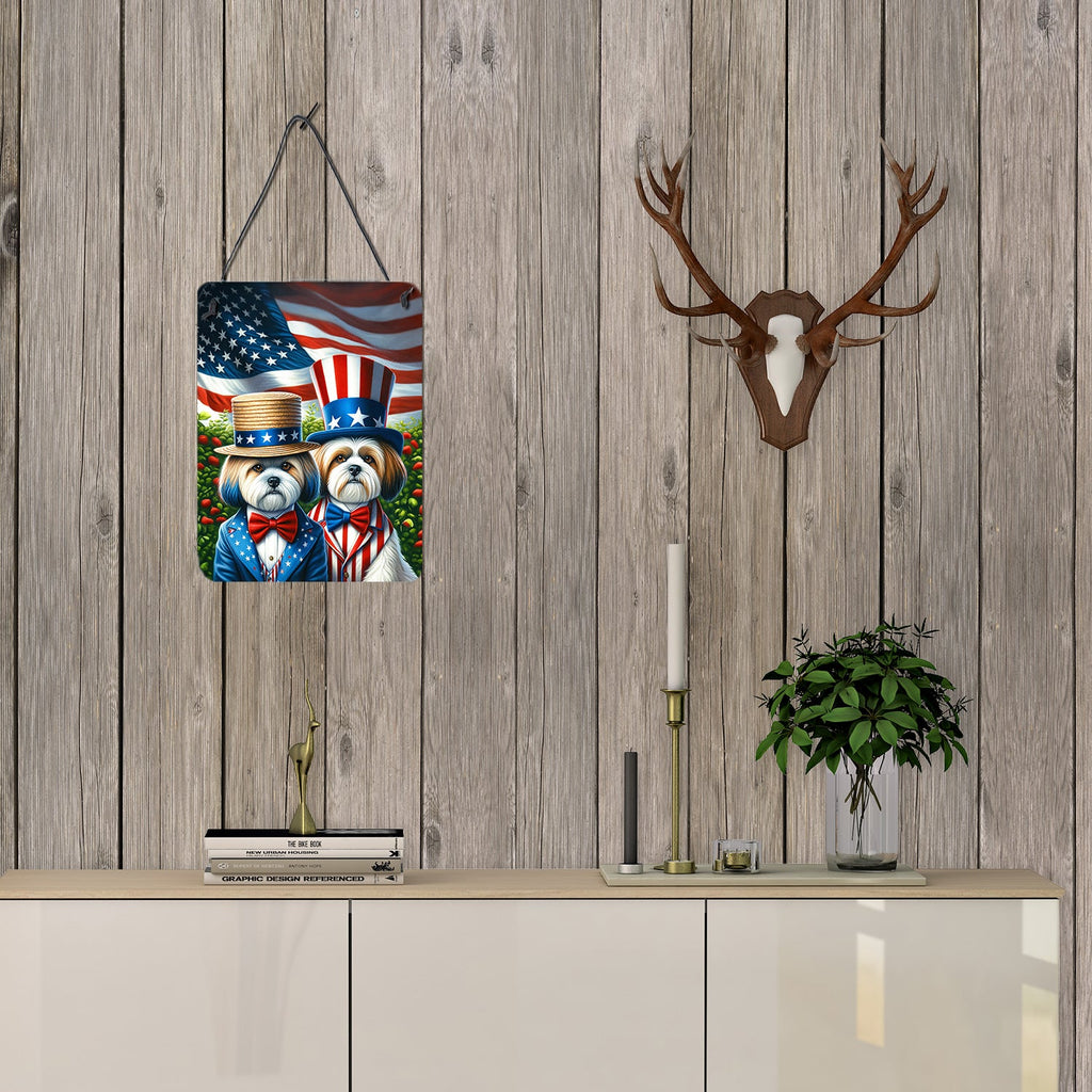 All American Lhasa Apso Wall or Door Hanging Prints Aluminum Metal Sign Kitchen Wall Bar Bathroom Plaque Home Decor Front Door Plaque, 12x16, Multicolor