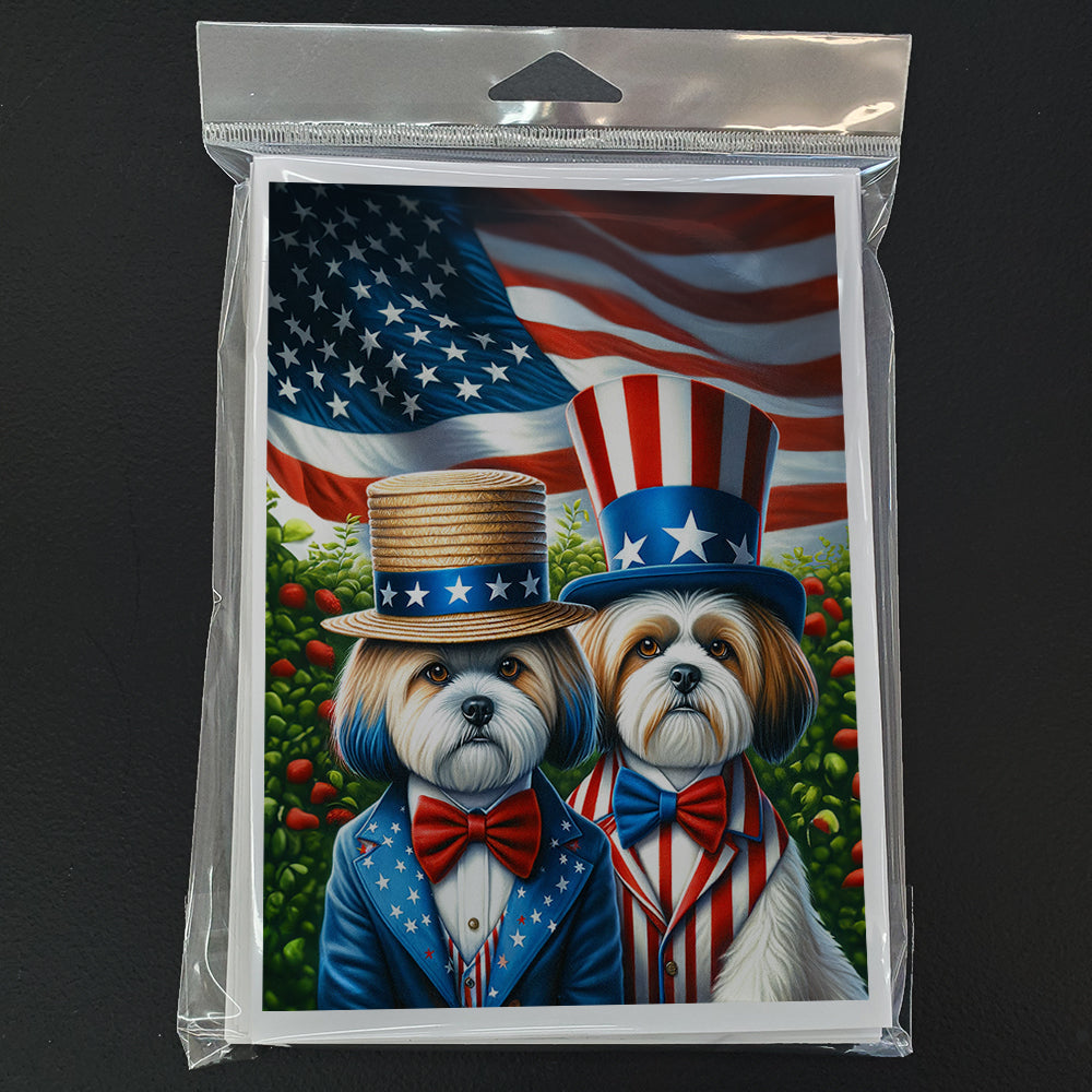 All American Lhasa Apso Greeting Cards Pack of 8 Blank Cards with Envelopes Whimsical A7 Size 5x7