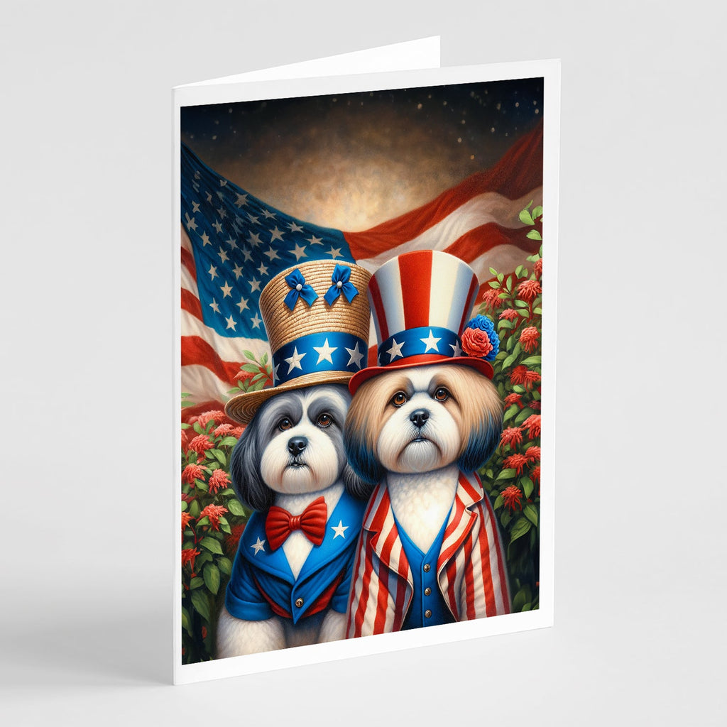 All American Lhasa Apso Greeting Cards Pack of 8 Blank Cards with Envelopes Whimsical A7 Size 5x7