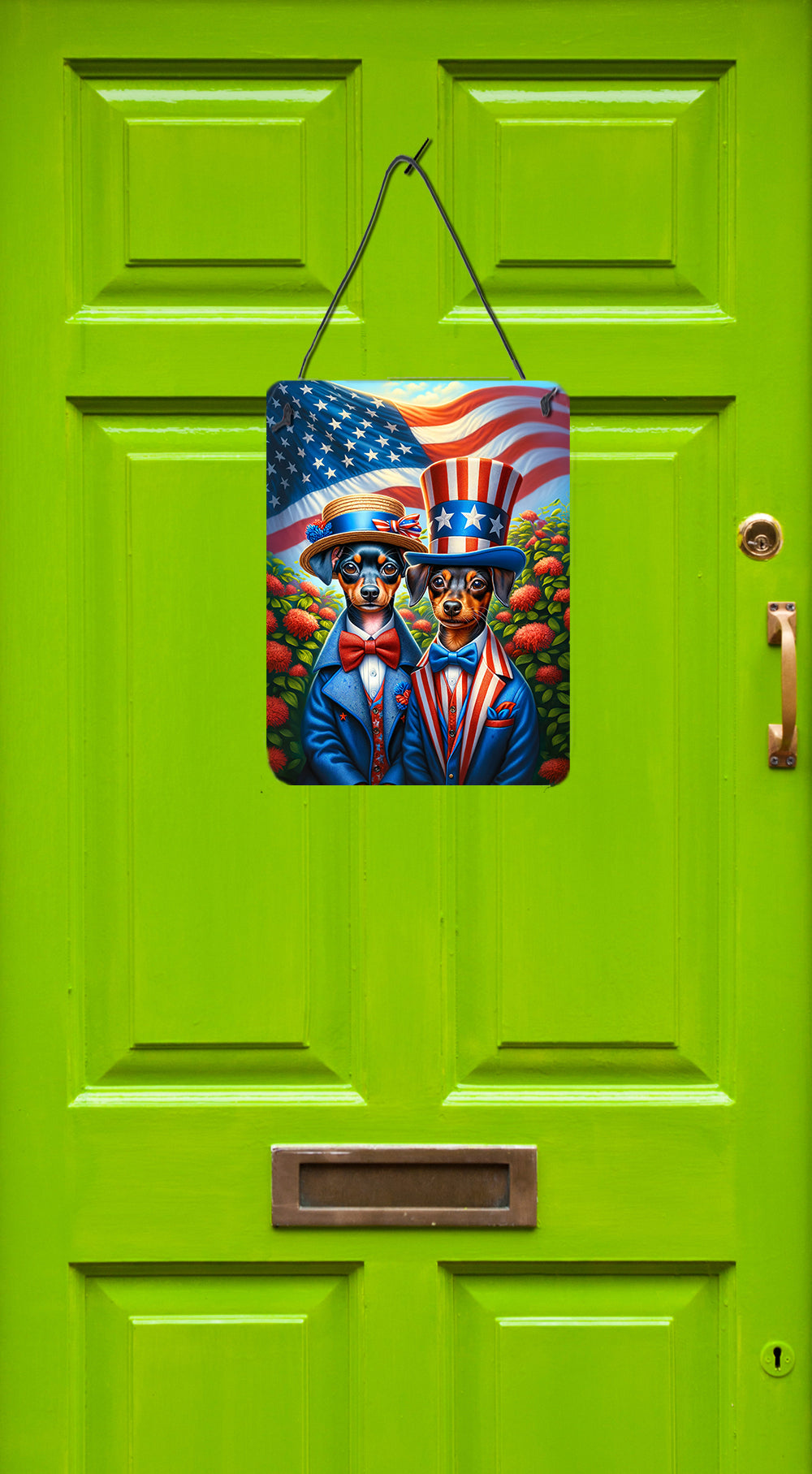 All American Miniature Pinscher Wall or Door Hanging Prints Aluminum Metal Sign Kitchen Wall Bar Bathroom Plaque Home Decor Front Door Plaque, 12x16, Multicolor