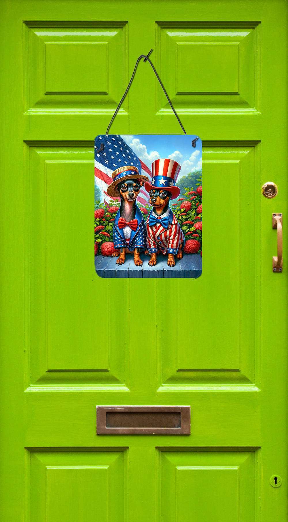 All American Miniature Pinscher Wall or Door Hanging Prints Aluminum Metal Sign Kitchen Wall Bar Bathroom Plaque Home Decor Front Door Plaque, 12x16, Multicolor