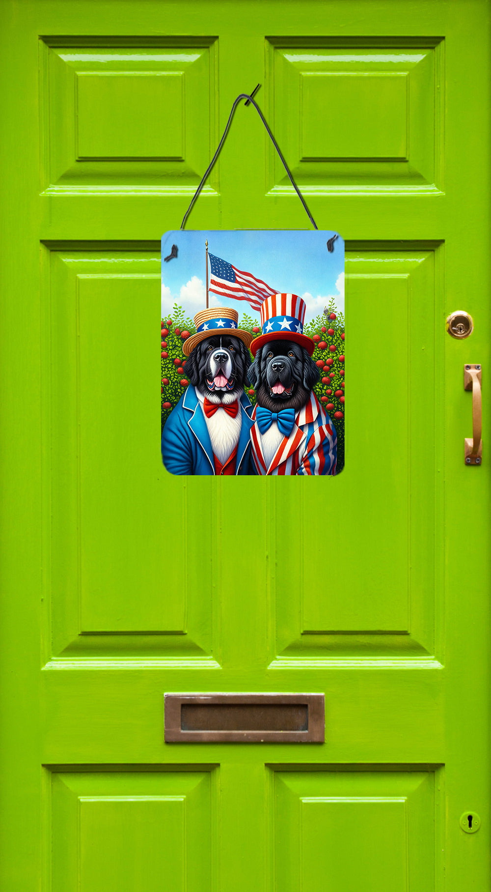 All American Newfoundland Wall or Door Hanging Prints Aluminum Metal Sign Kitchen Wall Bar Bathroom Plaque Home Decor Front Door Plaque, 12x16, Multicolor