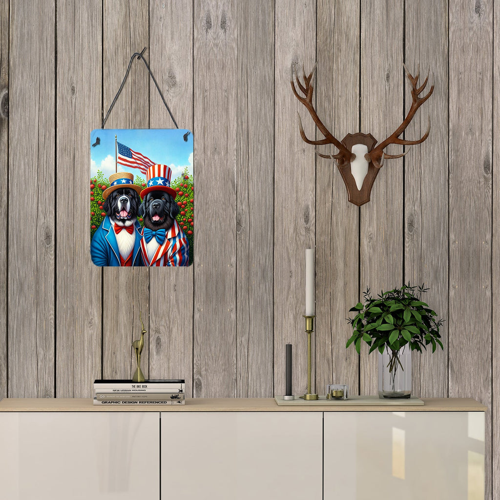 All American Newfoundland Wall or Door Hanging Prints Aluminum Metal Sign Kitchen Wall Bar Bathroom Plaque Home Decor Front Door Plaque, 12x16, Multicolor
