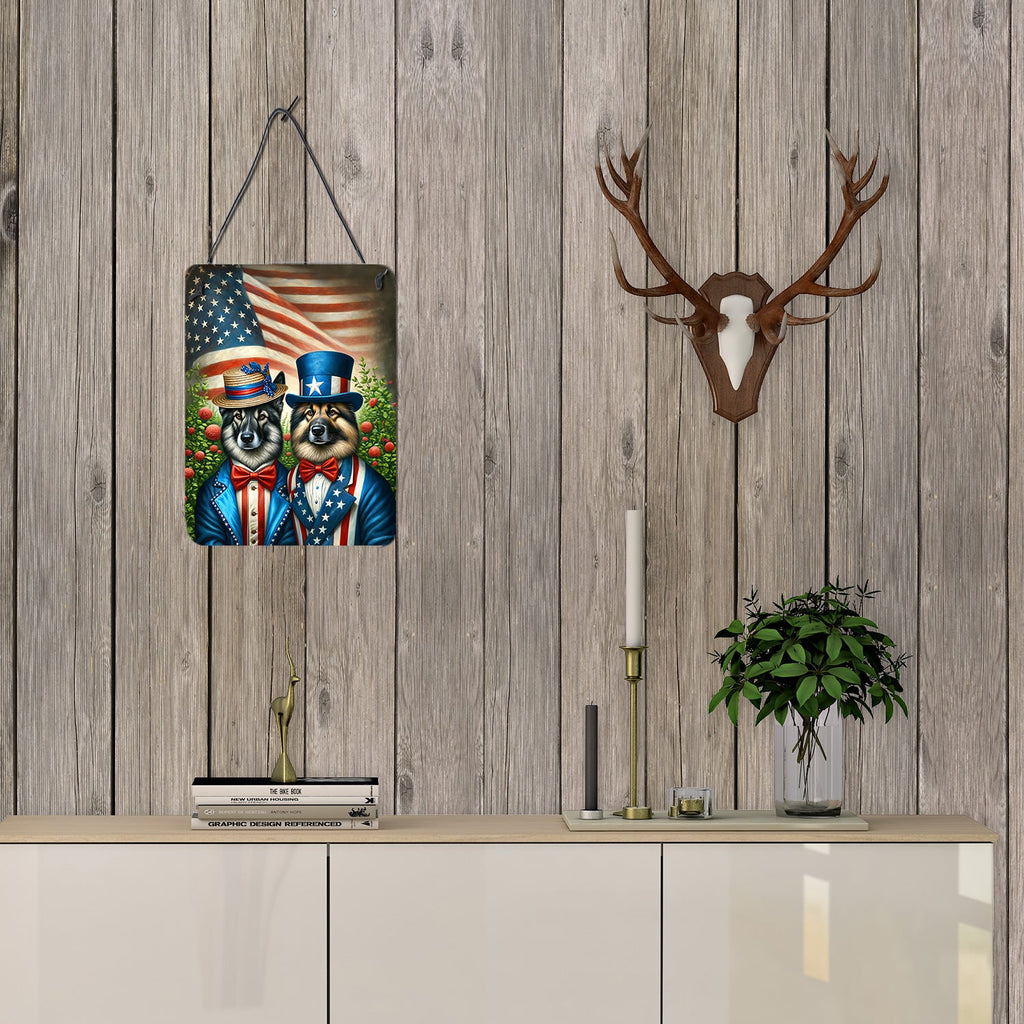 All American Norwegian Elkhound Wall or Door Hanging Prints Aluminum Metal Sign Kitchen Wall Bar Bathroom Plaque Home Decor Front Door Plaque, 12x16, Multicolor