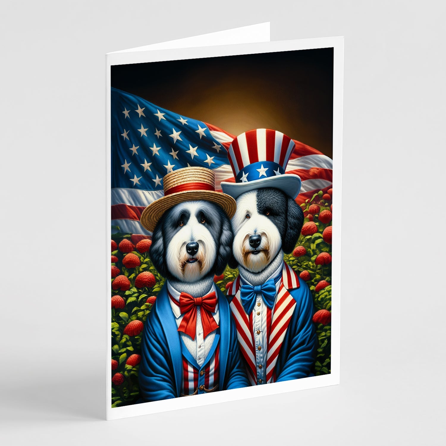 All American Old English Sheepdog Greeting Cards Pack of 8 Blank Cards with Envelopes Whimsical A7 Size 5x7