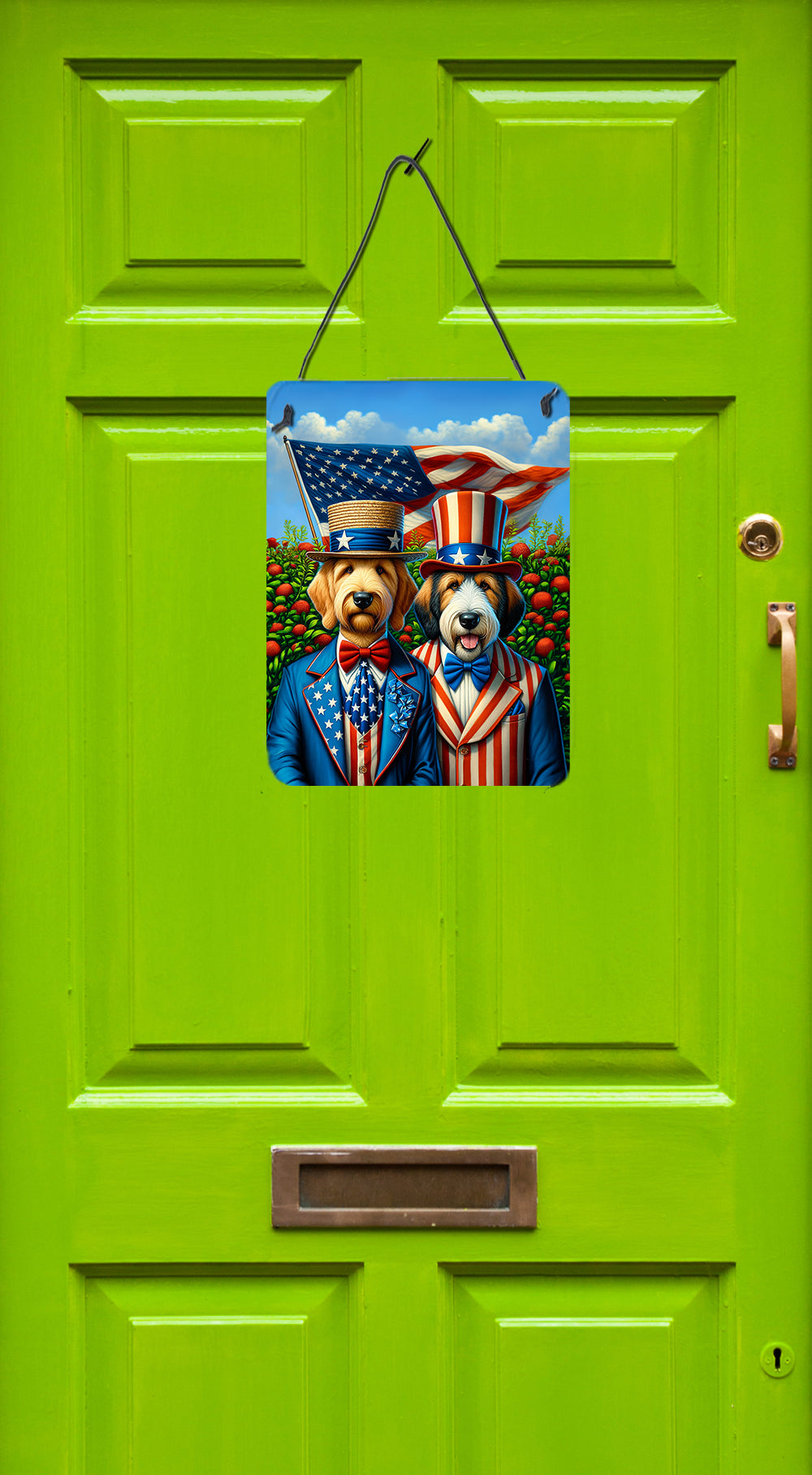All American Otterhound Wall or Door Hanging Prints Aluminum Metal Sign Kitchen Wall Bar Bathroom Plaque Home Decor Front Door Plaque, 12x16, Multicolor
