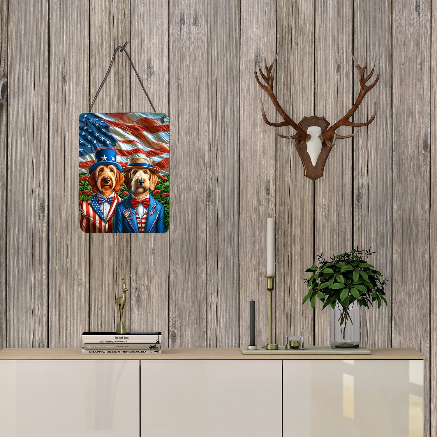 All American Otterhound Wall or Door Hanging Prints Aluminum Metal Sign Kitchen Wall Bar Bathroom Plaque Home Decor Front Door Plaque, 12x16, Multicolor