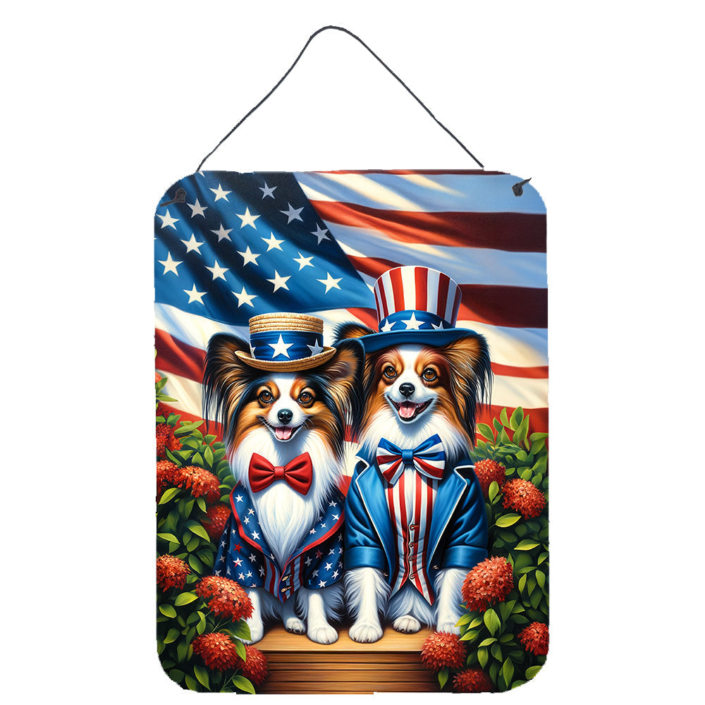 All American Papillon Wall or Door Hanging Prints Aluminum Metal Sign Kitchen Wall Bar Bathroom Plaque Home Decor Front Door Plaque, 12x16, Multicolor
