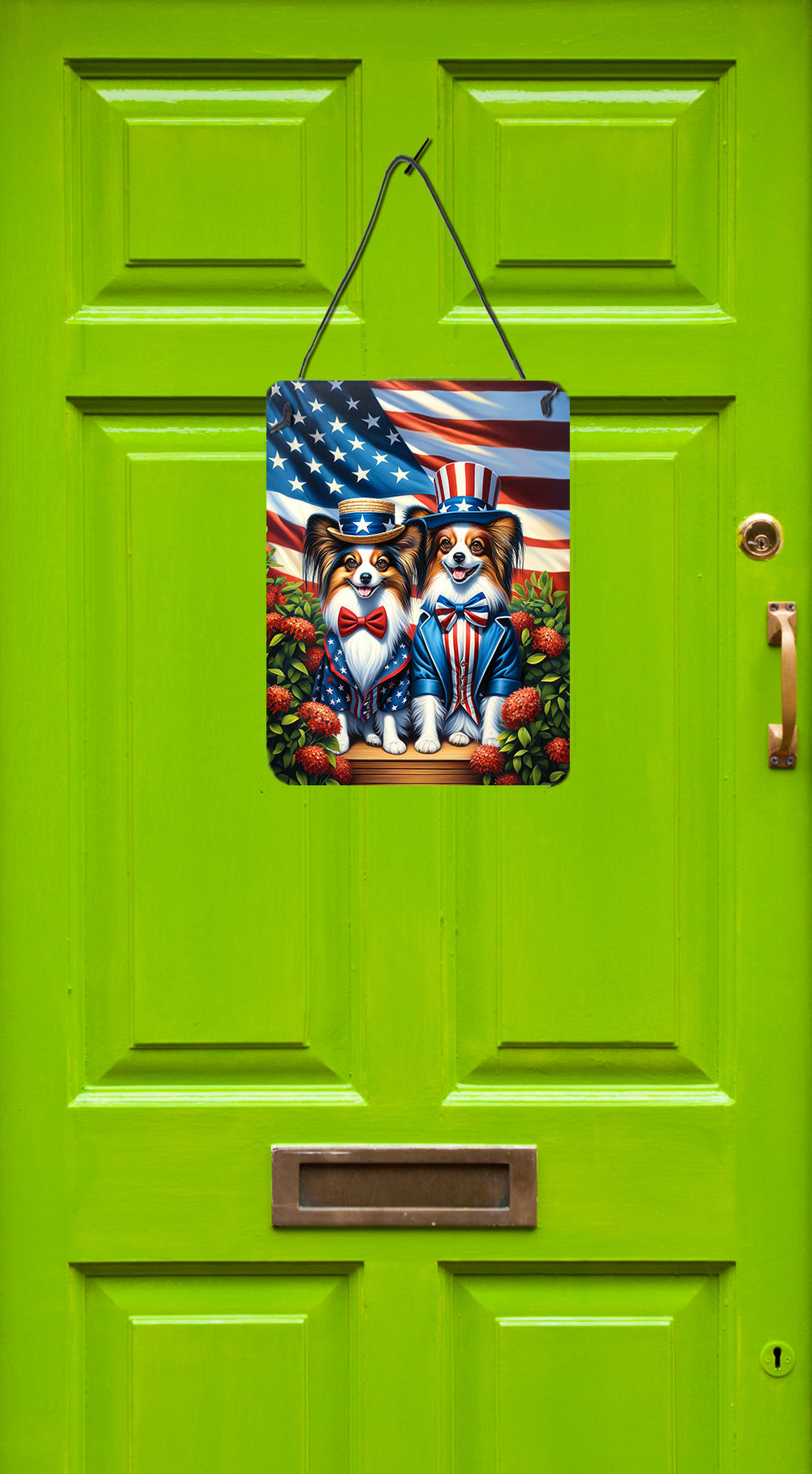 All American Papillon Wall or Door Hanging Prints Aluminum Metal Sign Kitchen Wall Bar Bathroom Plaque Home Decor Front Door Plaque, 12x16, Multicolor