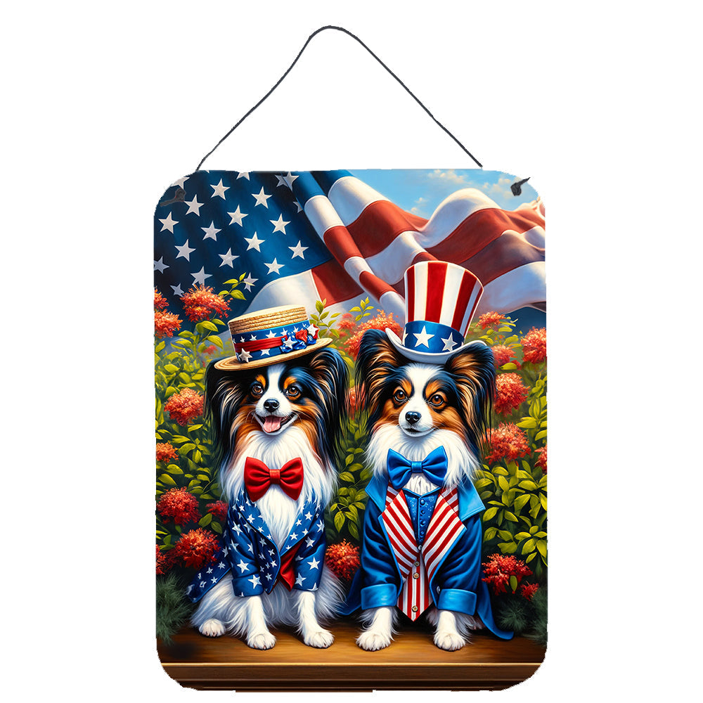 All American Papillon Wall or Door Hanging Prints Aluminum Metal Sign Kitchen Wall Bar Bathroom Plaque Home Decor Front Door Plaque, 12x16, Multicolor