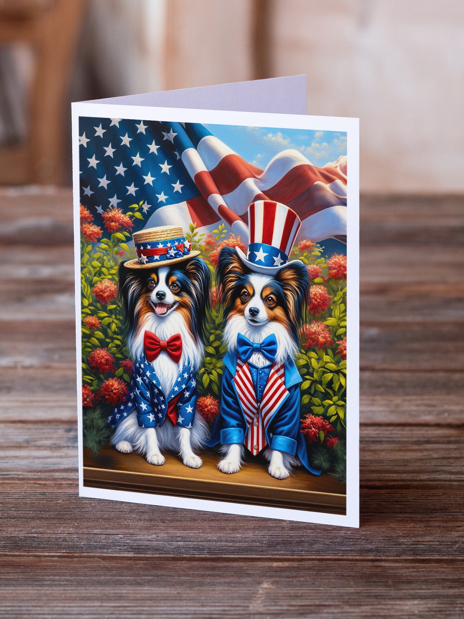 All American Papillon Greeting Cards Pack of 8 Blank Cards with Envelopes Whimsical A7 Size 5x7