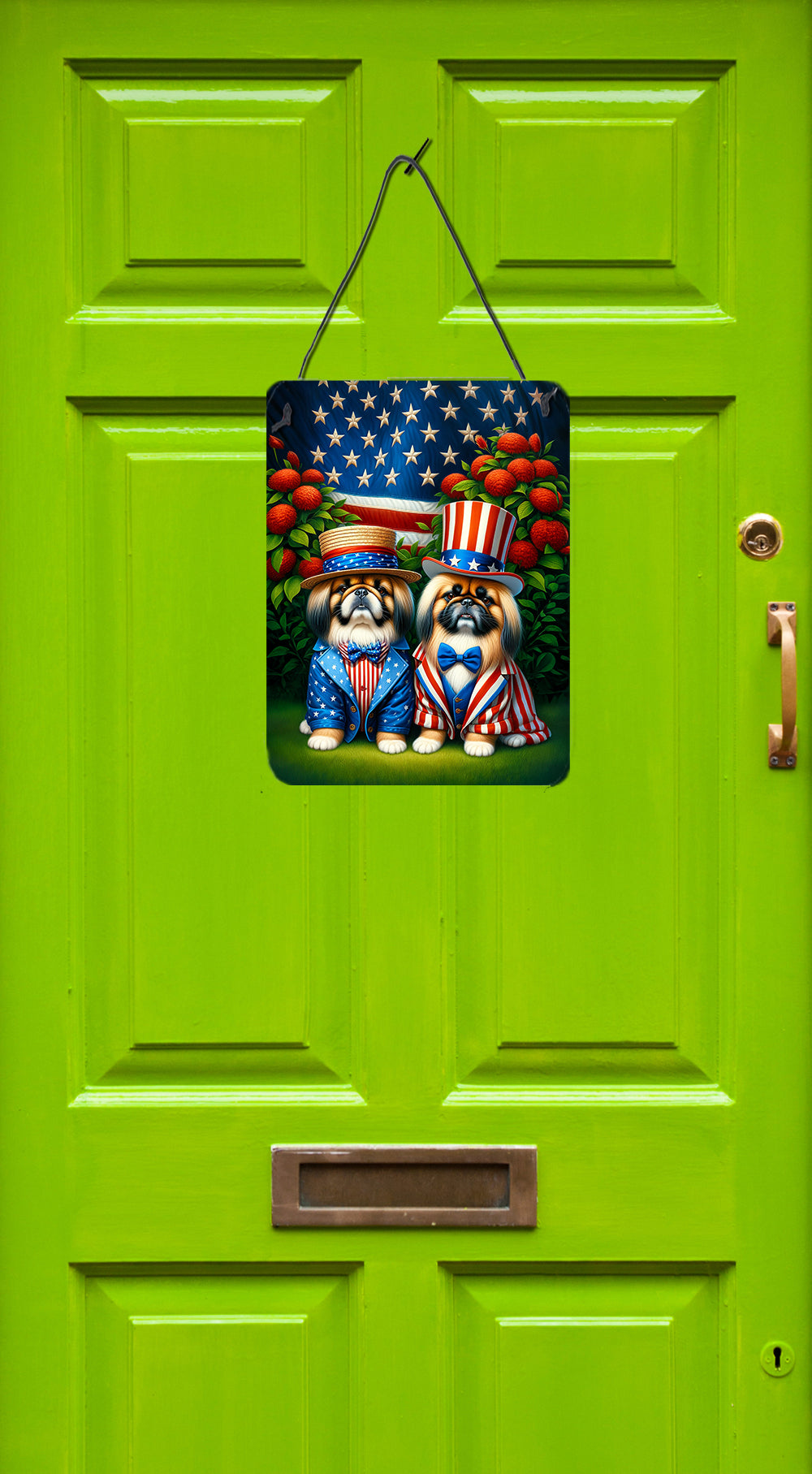 All American Pekingese Wall or Door Hanging Prints Aluminum Metal Sign Kitchen Wall Bar Bathroom Plaque Home Decor Front Door Plaque, 12x16, Multicolor
