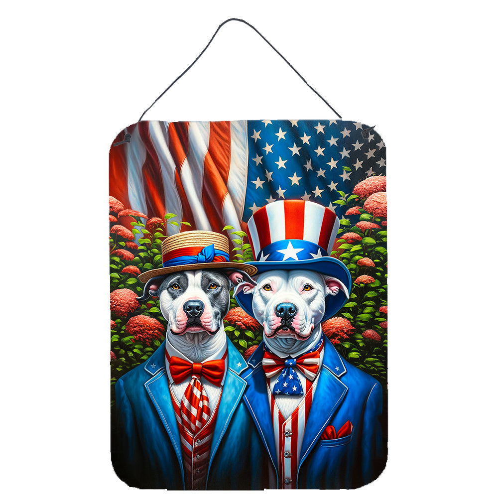 All American Pit Bull Terrier Wall or Door Hanging Prints Aluminum Metal Sign Kitchen Wall Bar Bathroom Plaque Home Decor Front Door Plaque, 12x16, Multicolor